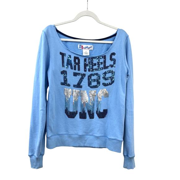 North Carolina Tar Heels NCAA Sequin Sweatshirt Small E-Five College Sparkle - Picture 1 of 8